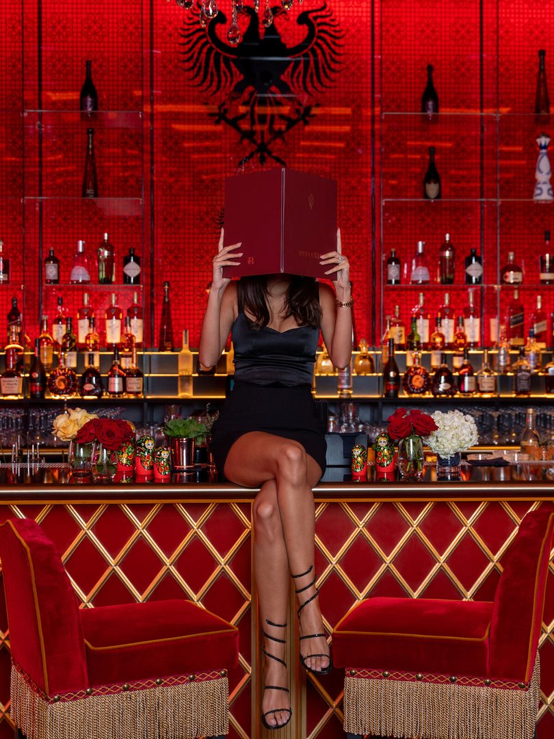 A performer on the bar at Raspoutine Dubai